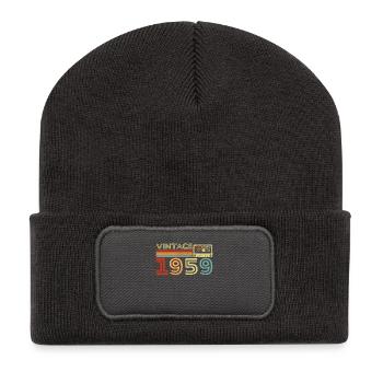 1959 Vintage Retro Birthday Gift - Recycled Patch Beanie - dark grey - Front