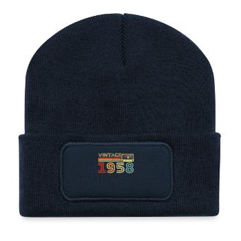 1958 Vintage Retro Cadeau D’anniversaire - Beanie recyclé à patch - bleu marine - Devant