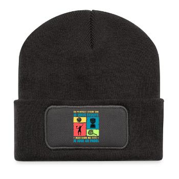 passion padel raquette padel humour padeliste - Beanie recyclé à patch - charbon - Devant