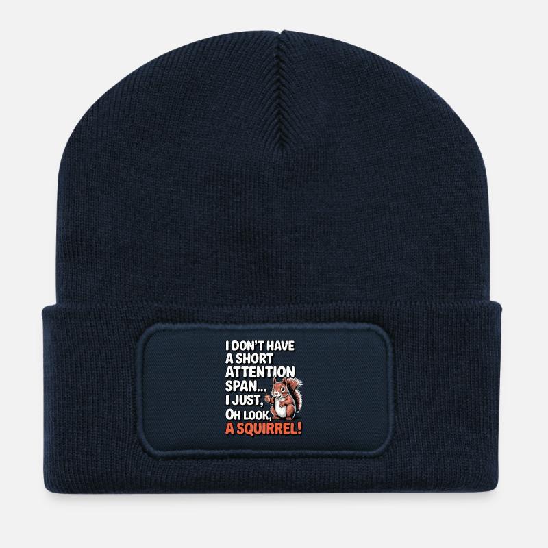 ADHS? Oh schau, ein Eichhörnchen! - Recycelte Patch Beanie - French Navy