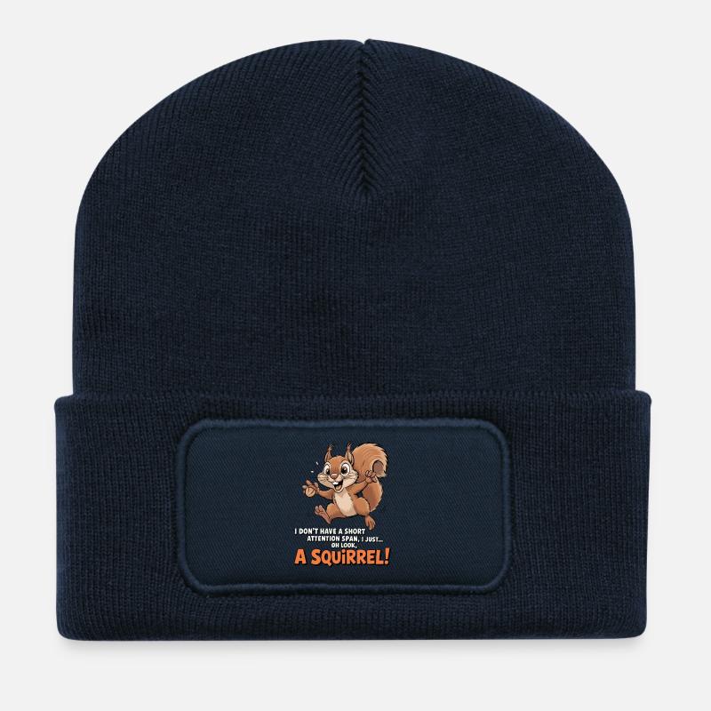 ADHS? Oh schau, ein Eichhörnchen! - Recycelte Patch Beanie - French Navy