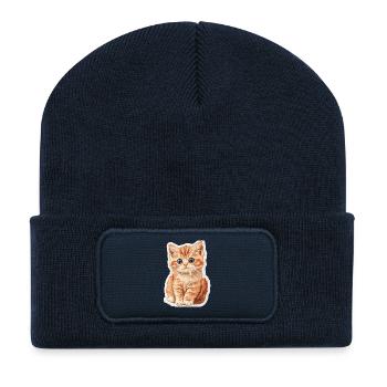 Süsse Katze Kätzchen - Recycelte Patch Beanie - French Navy - Vorne