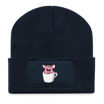 Coupe Cochon - Beanie recyclé à patch - bleu marine - Devant