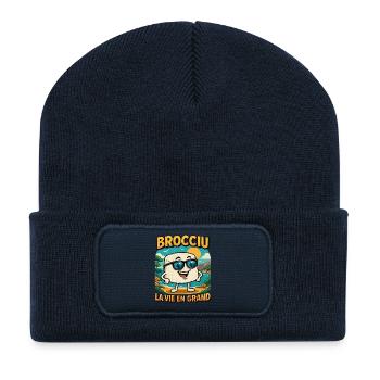 Brocciu La vie en grand - Beanie recyclé à patch - bleu marine - Devant