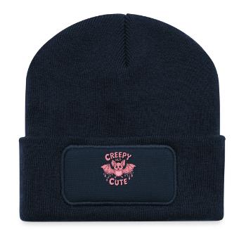 Creepy But Cute Pink Bat Gothic Animal Pastel Goth - Recycled Patch Beanie - french navy - Front
