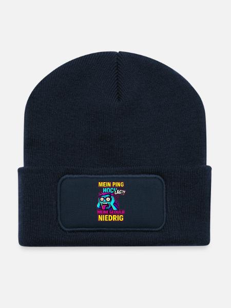 My ping high, my patience low - Recycled Patch Beanie - french navy