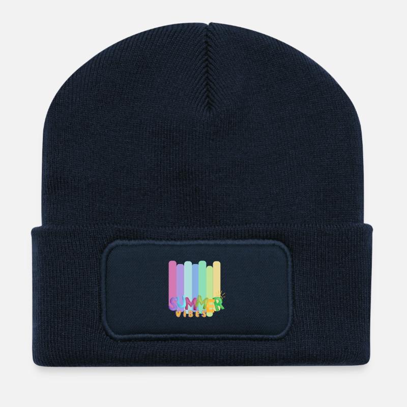 Nur Sommer-Vibes | Tropisches Strand-T-Shirt - Recycelte Patch Beanie - French Navy