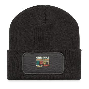 18 Jahre 2007 Vintage Retro Geburtstagsgeschenk - Recycelte Patch Beanie - Dunkelgrau - Vorne