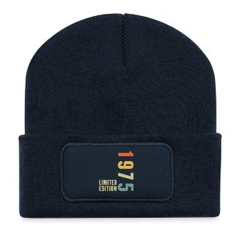 50 Jahre 1975 Vintage Retro Geburtstagsgeschenk - Recycelte Patch Beanie - French Navy - Vorne