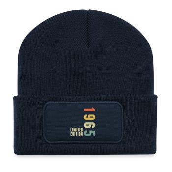 60 Years 1965 Vintage Retro Birthday Gift - Recycled Patch Beanie - french navy - Front