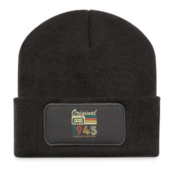 30 Years 1945 Vintage Retro Birthday Gift - Recycled Patch Beanie - dark grey - Front