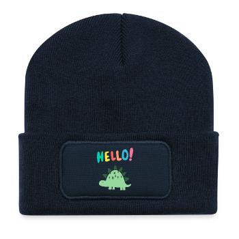 Hello Dino - Cute Dinosaur Motif - Kids - Recycled Patch Beanie - french navy - Front