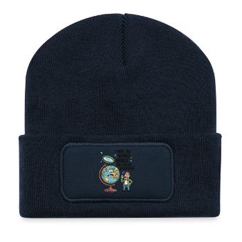 Funny Geography The whole world on your shoulders - Recycled Patch Beanie - french navy - Front