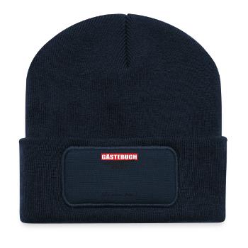 Gästebuch Junggesellenabschied 2025 - Recycelte Patch Beanie - French Navy - Vorne