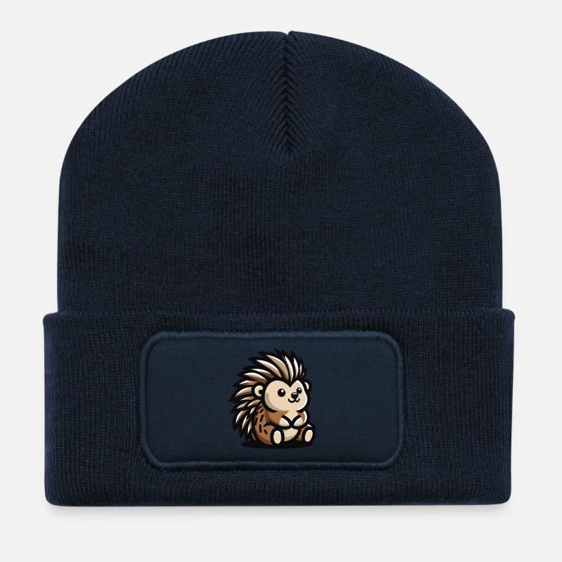 Hedgehog spiky fluffiness - Recycled Patch Beanie - french navy