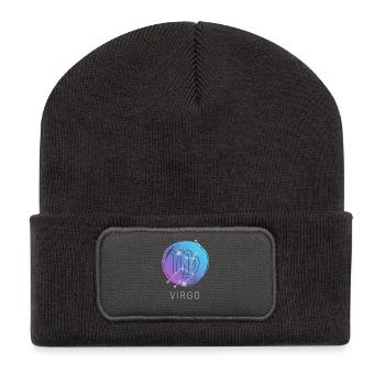 Jungfrau Tierkreiszeichen Horoskop Sternzeichen - Recycelte Patch Beanie - Dunkelgrau - Vorne