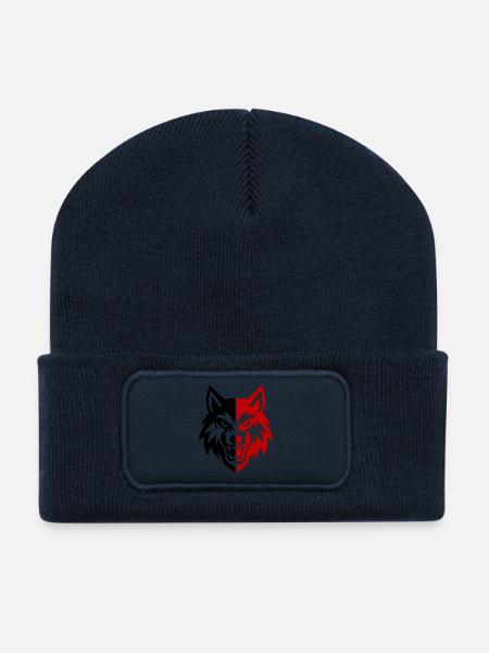 Logo de la tête de loup - Beanie recyclé à patch - bleu marine