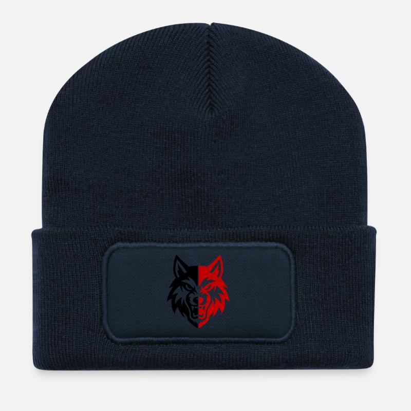 Logo de la tête de loup - Beanie recyclé à patch - bleu marine