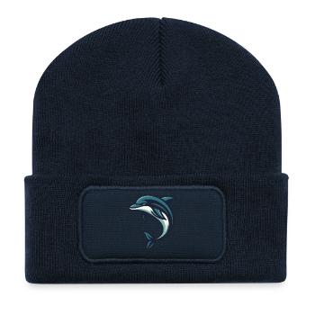 Dauphin sautant vague - Beanie recyclé à patch - bleu marine - Devant