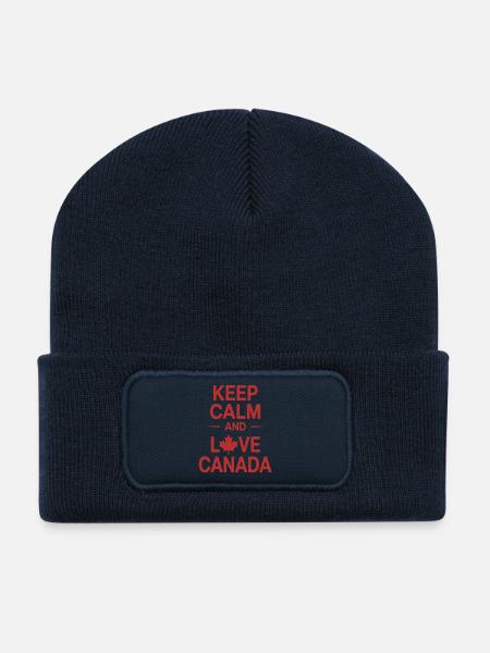 Canadian Love Heart Design - Recycled Patch Beanie - french navy
