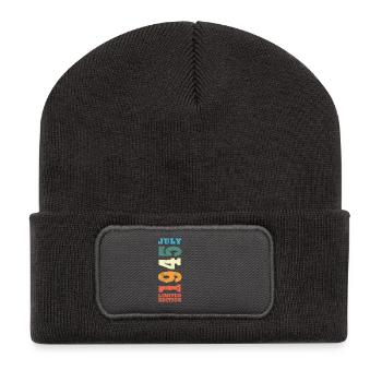 Juli 1945 Vinatge Geburtstagsgeschenk - Recycelte Patch Beanie - Dunkelgrau - Vorne
