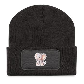 Elefant - Recycelte Patch Beanie - Dunkelgrau - Vorne