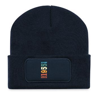 Août 1955 Rétro Vintage Cadeau d’anniversaire - Beanie recyclé à patch - bleu marine - Devant