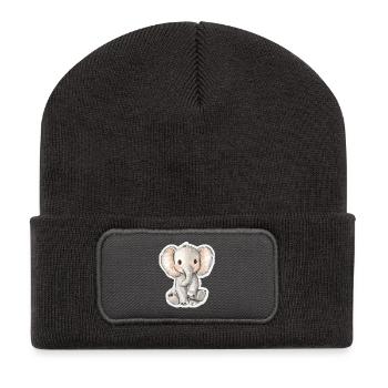 Éléphant mignon – idée cadeau pour les amoureux des animaux - Beanie recyclé à patch - charbon - Devant