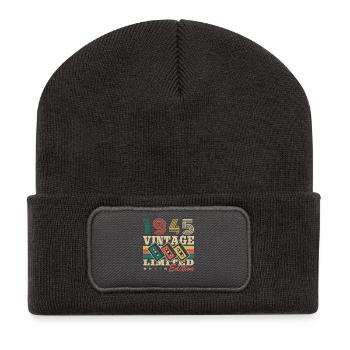 1945 Vintage Retro Birthday Gift - Recycled Patch Beanie - dark grey - Front