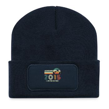 August 2015 Vintage Retro Geburtstagsgeschenk - Recycelte Patch Beanie - French Navy - Vorne
