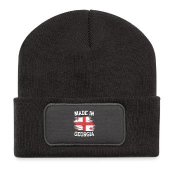 Fabriqué en Géorgie - Beanie recyclé à patch - charbon - Devant