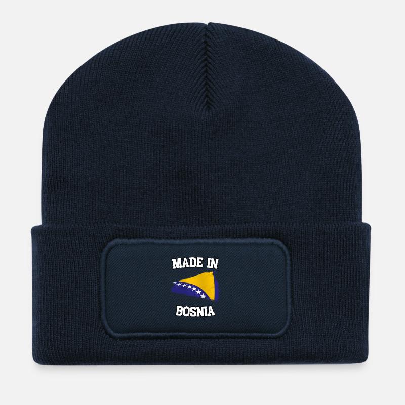 Fabriqué en Bosnie - Beanie recyclé à patch - bleu marine