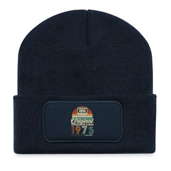 1975 Vintage Retro Cadeau D'anniversaire - Beanie recyclé à patch - bleu marine - Devant
