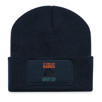 Rabies? You're on My Bitin' List - Recycled Patch Beanie - french navy - Front