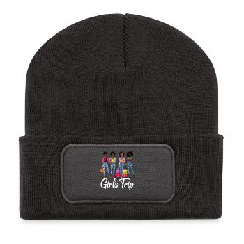 Young women in travel style - Recycled Patch Beanie - dark grey - Front