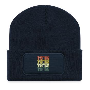 1975 Vintage Retro Geburtstagsgeschenk - Recycelte Patch Beanie - French Navy - Vorne