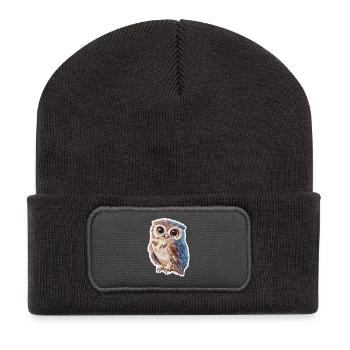 Eule - Recycelte Patch Beanie - Dunkelgrau - Vorne