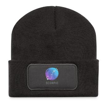 Skorpion Tierkreiszeichen Horoskop Sternzeichen - Recycelte Patch Beanie - Dunkelgrau - Vorne
