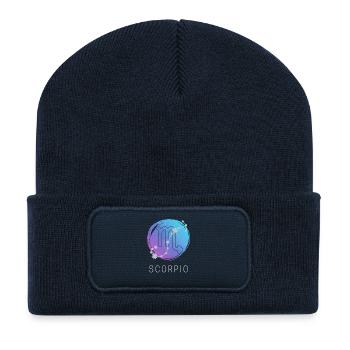 Horoscope du zodiaque Scorpion Signe du zodiaque - Beanie recyclé à patch - bleu marine - Devant