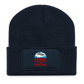 Flucht vor Verwandten für Weihnachten Kreuzfahrtschiff Lustig - Recycelte Patch Beanie - French Navy - Vorne