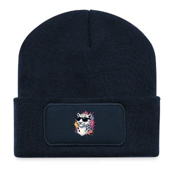 Casual cheetah with sunglasses - Recycled Patch Beanie - french navy - Front