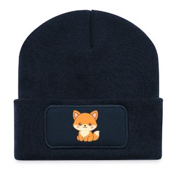 Niedliches Fuchs Motiv - Recycelte Patch Beanie - French Navy - Vorne