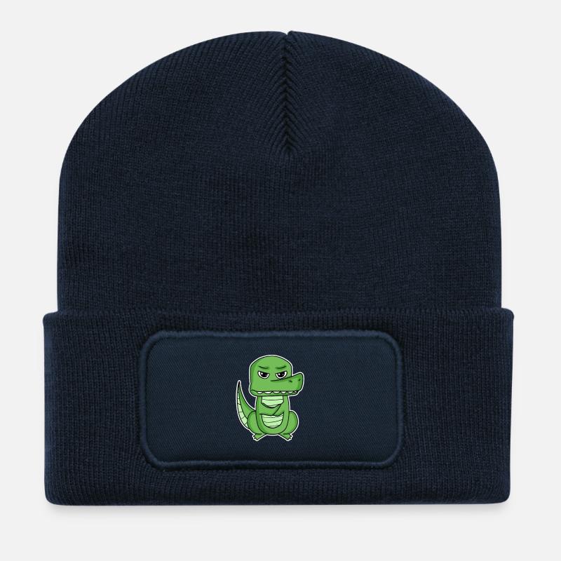 Krokodil keine Lust Cartoon - Recycelte Patch Beanie - French Navy