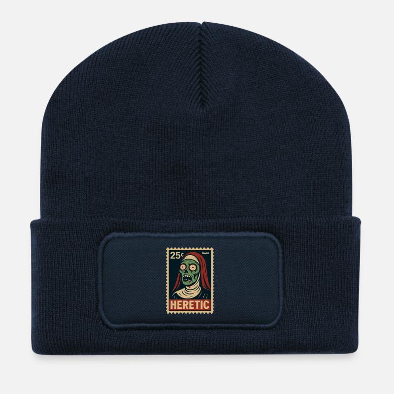Heretischer Zombie-Design im Vintage-Stil - Recycelte Patch Beanie - French Navy