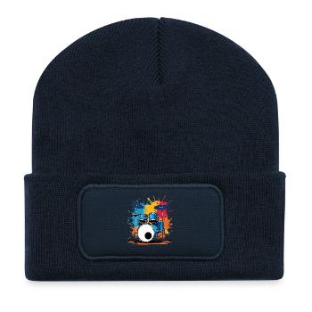 Colorful drum print with color explosions - Recycled Patch Beanie - french navy - Front
