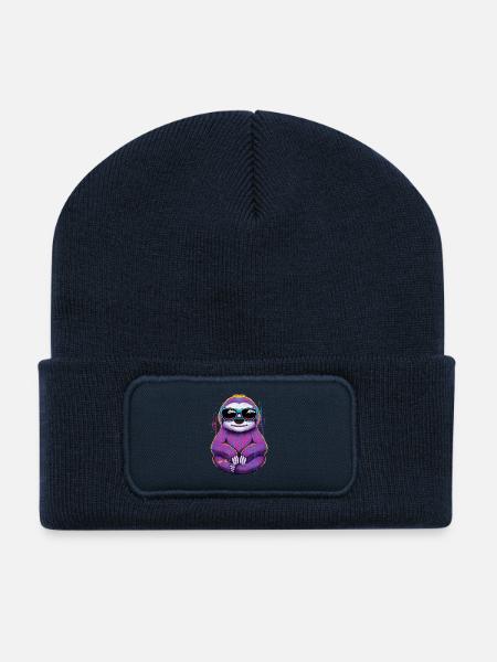 Schlafmütze Faul Chillen Entspannen Faultier - Recycelte Patch Beanie - French Navy
