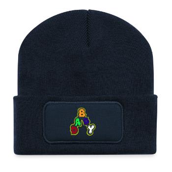 Colourful Alphabet Bubble Design - Recycled Patch Beanie - french navy - Front