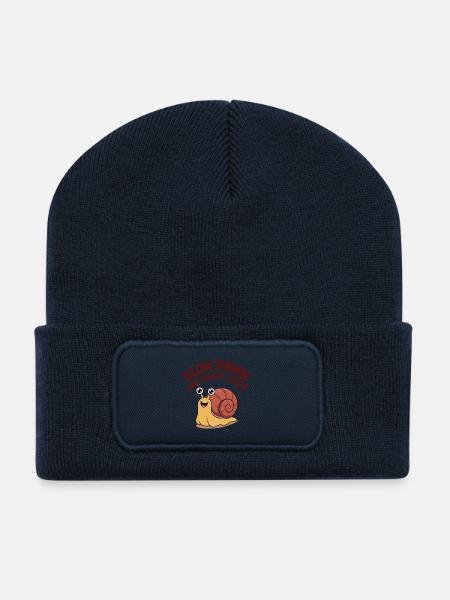 Skurrile Schnecke mit inspirierender Botschaft - Recycelte Patch Beanie - French Navy