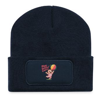 Playful Baby with Beach Ball Design - Recycled Patch Beanie - french navy - Front