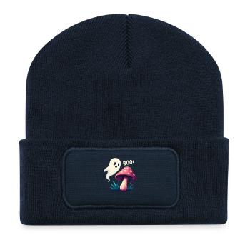 Mystischer Pilz mit Geisterakzent - Recycelte Patch Beanie - French Navy - Vorne